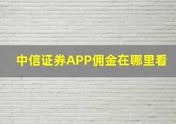 中信证券APP佣金在哪里看