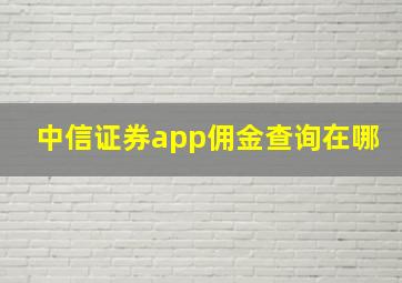 中信证券app佣金查询在哪