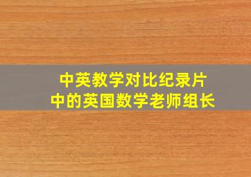 中英教学对比纪录片中的英国数学老师组长