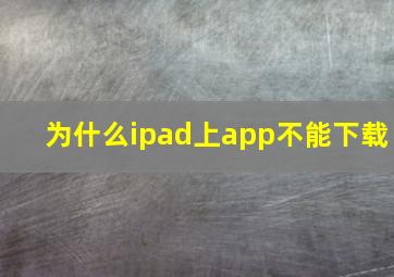 为什么ipad上app不能下载