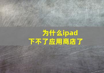 为什么ipad下不了应用商店了