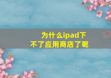 为什么ipad下不了应用商店了呢