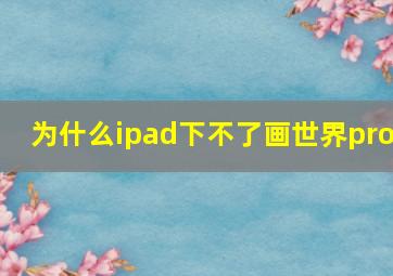 为什么ipad下不了画世界pro