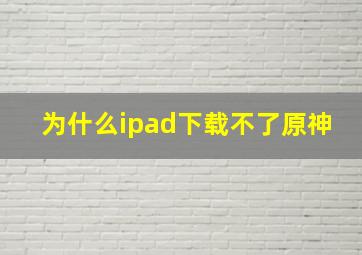 为什么ipad下载不了原神