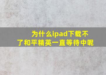 为什么ipad下载不了和平精英一直等待中呢