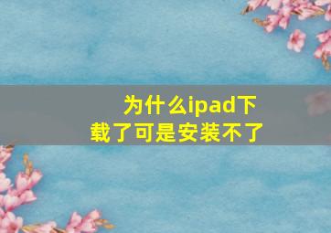 为什么ipad下载了可是安装不了