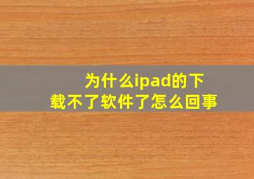 为什么ipad的下载不了软件了怎么回事