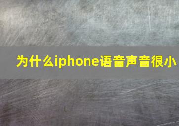 为什么iphone语音声音很小