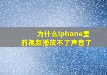 为什么iphone里的视频播放不了声音了