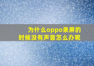 为什么oppo录屏的时候没有声音怎么办呢