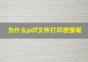 为什么pdf文件打印很慢呢