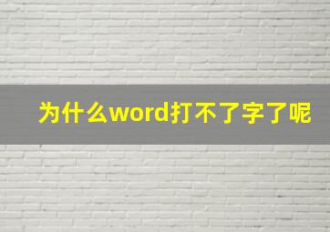 为什么word打不了字了呢