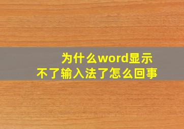 为什么word显示不了输入法了怎么回事