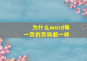 为什么word每一页的页码都一样