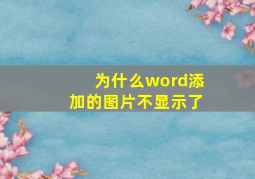 为什么word添加的图片不显示了