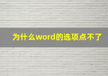 为什么word的选项点不了