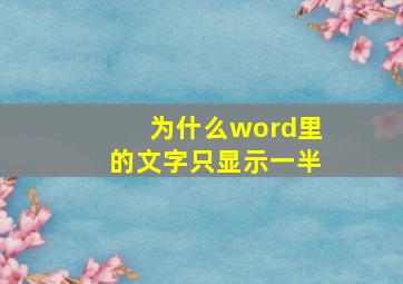 为什么word里的文字只显示一半