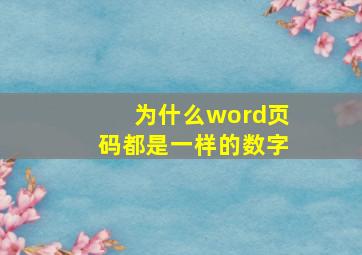 为什么word页码都是一样的数字