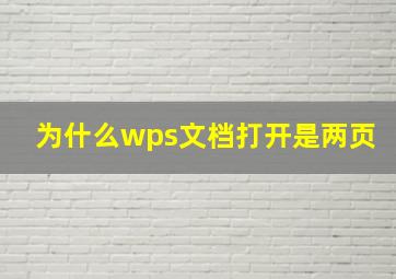 为什么wps文档打开是两页