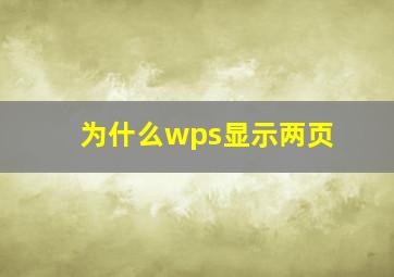 为什么wps显示两页