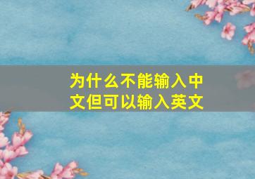 为什么不能输入中文但可以输入英文