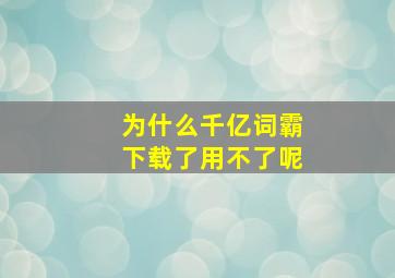 为什么千亿词霸下载了用不了呢