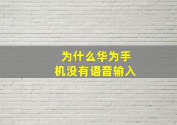 为什么华为手机没有语音输入