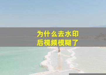 为什么去水印后视频模糊了