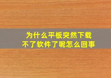 为什么平板突然下载不了软件了呢怎么回事