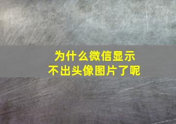 为什么微信显示不出头像图片了呢