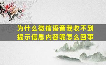 为什么微信语音我收不到提示信息内容呢怎么回事