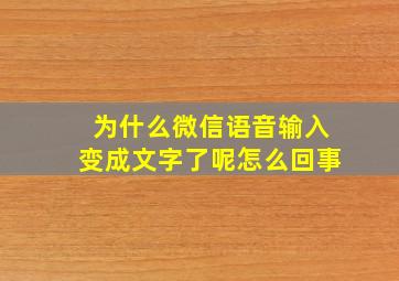 为什么微信语音输入变成文字了呢怎么回事