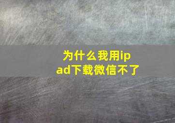 为什么我用ipad下载微信不了