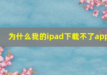 为什么我的ipad下载不了app