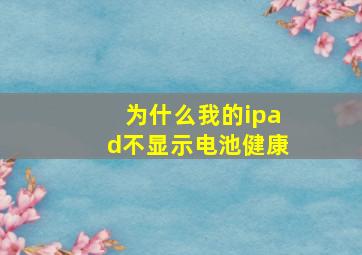 为什么我的ipad不显示电池健康