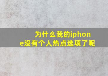 为什么我的iphone没有个人热点选项了呢