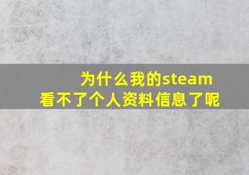 为什么我的steam看不了个人资料信息了呢