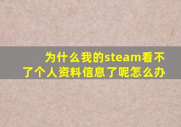 为什么我的steam看不了个人资料信息了呢怎么办