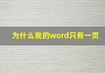 为什么我的word只有一页