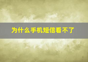 为什么手机短信看不了