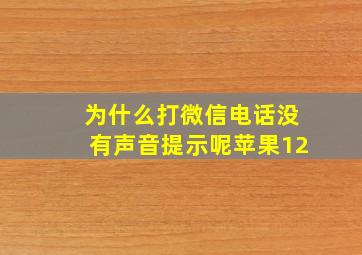 为什么打微信电话没有声音提示呢苹果12