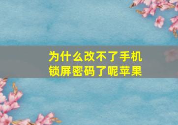 为什么改不了手机锁屏密码了呢苹果