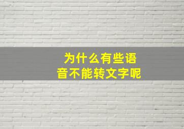 为什么有些语音不能转文字呢