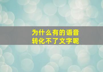 为什么有的语音转化不了文字呢