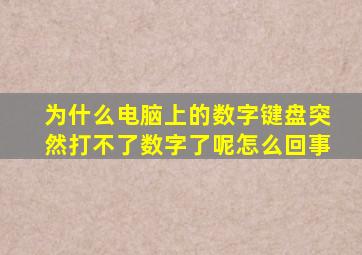 为什么电脑上的数字键盘突然打不了数字了呢怎么回事