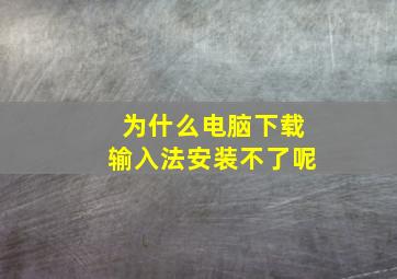 为什么电脑下载输入法安装不了呢