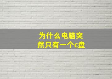 为什么电脑突然只有一个c盘