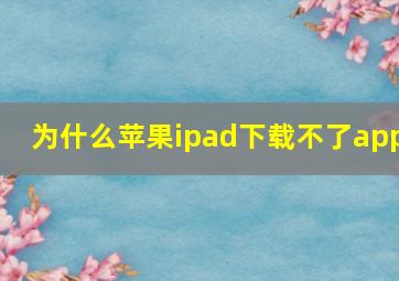 为什么苹果ipad下载不了app