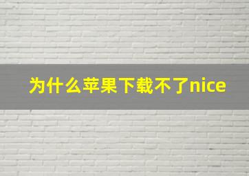 为什么苹果下载不了nice