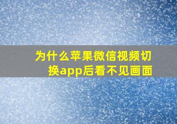 为什么苹果微信视频切换app后看不见画面